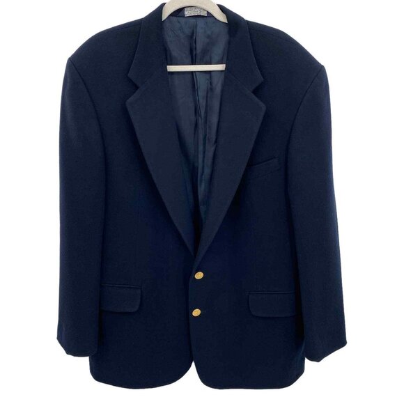 Lands'‎ End Blazer Sports Coat Mens 46 Long Navy Blue Pure Cashmere by Crotti - Picture 1 of 12